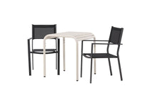 Spisestol Copacabana & Borneo 2-pakk + kafébord 70 x 70 – svart og beige