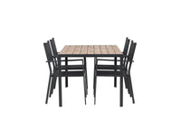 Spisestol Copacabana & Break 2-pakk + Rektangulært spisebord 150 x 90 – svart og mørkegrå
