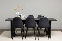 Spisestol Polar & Vail 2-pakk + rektangulært spisebord 200 × 100 – svart