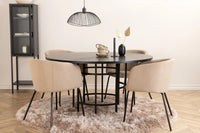 Spisegruppe rund ⌀140 – svart og beige
