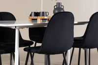 Spisestol Polar & Silar 2-pakk + Rektangulært spisebord 180 x 90 – svart og hvit