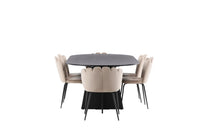 Spisestol Limhamn & Bootcut 2-pakk beige + Spisebord ovalt 230 x 115 – svart