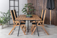 Spisestol Little John & Chan 2-pakk – svart + rektangulært spisebord 200 × 100 – natur