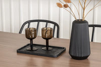 Spisebord Tempe & Dyrön 140 x 80 + spisestol 2-pakk – valnøtt og svart