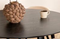 Spisegruppe Dipp & Velvet Rund ⌀115 + spisestol 2-pakk – svart og beige