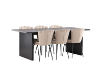 Spisestol Limhamn & Vail 2-pakk – beige + rektangulært spisebord 200 × 100 – svart