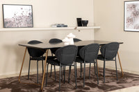 Spisestol Vault & Petra 2-pakk + Rektangulært spisebord 190 x 90 – svart