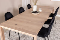 Spisegruppe Slider & Polar 170 x 95 + 2-pakk spisestol – hvitvasket og svart