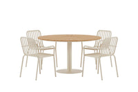 Spisestol Peking & Croft 2-pakk + Spisebord rundt Ø120 – beige