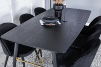 Spisegruppe Gold & Velvet 180 x 85 med 2-pakk spisestoler – svart