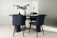 Spisegruppe oval 180 x 90 med 2-pakk spisestol – svart