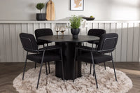 Spisegruppe Olivia rund ⌀110 + 2-pakk spisestoler – svart