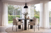 Spisestol 2-pakk – beige + Rundt spisebord ⌀120 – svart