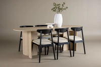 Spisestol Ven & Tyresö 2-pakk – svart + Spisebord ovalt 220 x 100 – hvitvasket