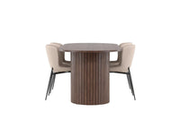 Spisestol Modesto & Härön 2-pakk + Spisebord ovalt 200 x 90 – beige og mocca