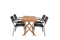 Spisegruppe Kenya & Lindos 120 x 70 + spisestoler 2-pakk – natur og svart