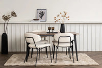 Spisestol Chico & Tempe 2-pakk + rektangulært spisebord 140 x 80 – hvit og valnøtt