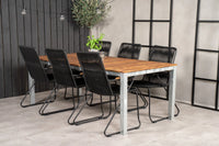 Spisegruppe Zenia 200 × 100 + spisestol 2-pakk – natur og svart