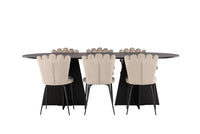 Spisestol Limhamn & Bootcut 2-pakk beige + Spisebord ovalt 230 x 115 – svart