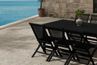 Spisegruppe Kenya 180 x 90 + spisestol 2-pakk – svart