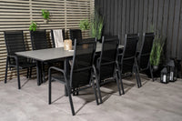 Spisegruppe Levels & Copacabana 160 x 100 + reklinerstol 2-pakk – svart