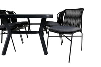 Spisestol Julian & Virya 4-pakk + Rektangulært spisebord 200 × 100 – svart