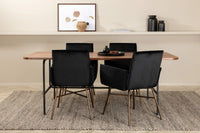 Spisestol Petra & Uno + Rektangulært spisebord 200 x 90 – svart og natur