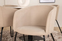 Spisegruppe Berit & Estelle rund ⌀106 – beige og hvit