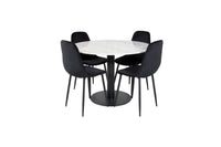 Spisegruppe Polar & Estelle 2-pakk + Rundt spisebord ⌀106 – svart og hvit