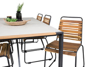 Spisegruppe Texas & Bois 200 × 100 + 2-pakk spisestoler – lys grå og natur