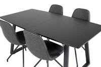 Spisestol Polar & Inca 2-pakk + Rektangulært spisebord 160 x 85 – svart