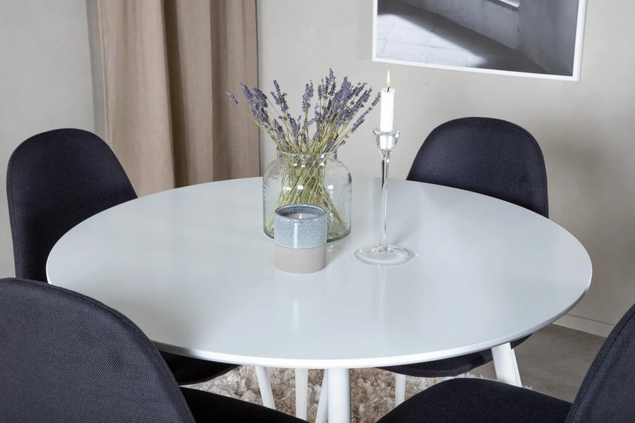 Spisegruppe Plaza & Polar Rund ⌀100 2-pakk – hvit og svart