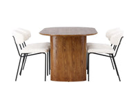 Spisegruppe oval 2-pakk 180 x 90 – hvit og natur
