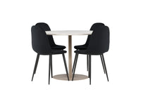 Spisestol Polar & Lycke 2-pakk – svart + Spisebord rundt ⌀110 – beige