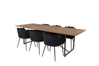 Spisestol Limhamn & Padang + rektangulært spisebord 250 x 100 – svart og natur