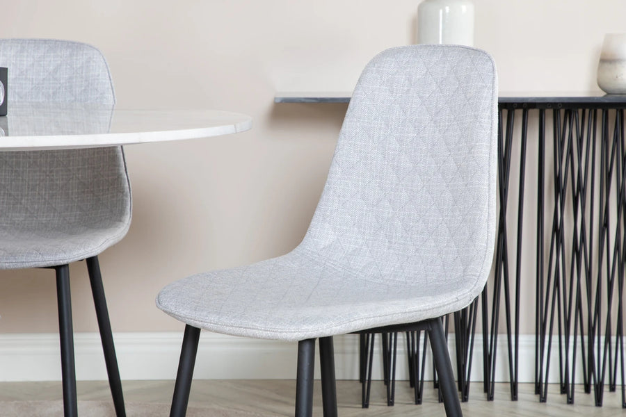 Spisestol Polar & Estelle 2-pakk og rundt spisebord ⌀106 – grå og hvit