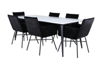 Spisegruppe Jimmy & Petra rektangulær 195 x 90 – hvit og svart