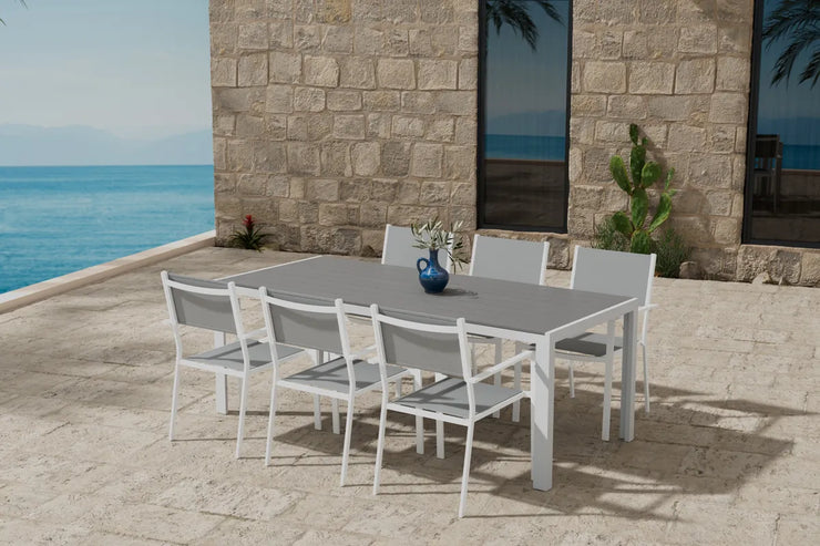 Spisegruppe Break & Copacabana 205 x 90 + spisestol 2-pakk – grå