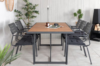 Spisestol Nicke & Khung 2-pakk – svart + Spisebord 200 × 100 – natur