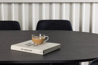 Spisegruppe oval 230 x 115 + 2-pakk spisestol – svart