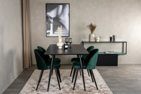 Spisegruppe rektangulært 120 x 80 + spisestol 2-pakk – svart og grønn