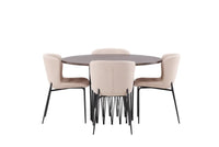 Spisestol Modesto & Stone 2-pakk – beige + Spisebord rundt ⌀120 – mocca