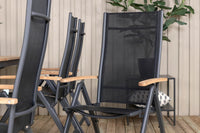 Posisjonsstol Panama 2-pakk + Rektangulært spisebord 224 x 100 – svart