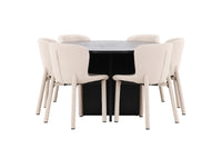 Spisegruppe Strada & Astoria 2-pakk ⌀120 – svart og beige