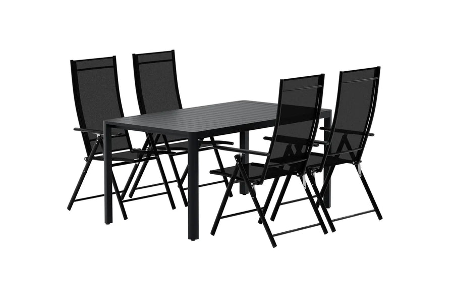 Spisebord Giardini & Levanzo 150 x 85 + posisjonsstol 2-pakk – svart