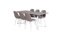 Spisegruppe Marina & Polar 180 x 90 + 2-pakk spisestoler – grå