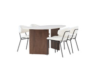 Spisegruppe oval 2-pakk 180 x 90 – hvit og lys grå