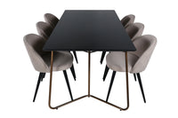 Spisegruppe Petra & Velvet 190 x 90 2-pakk – svart og beige