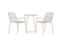 Spisestol Peking & Bacong 2-pakk + kafébord ⌀60 – beige