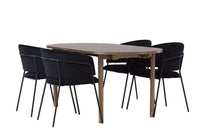 Spisegruppe Selma & Andy 2-pakk + Ovalt 180 x 90 – svart og natur